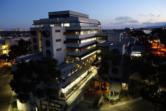 The back of EBU1 at night