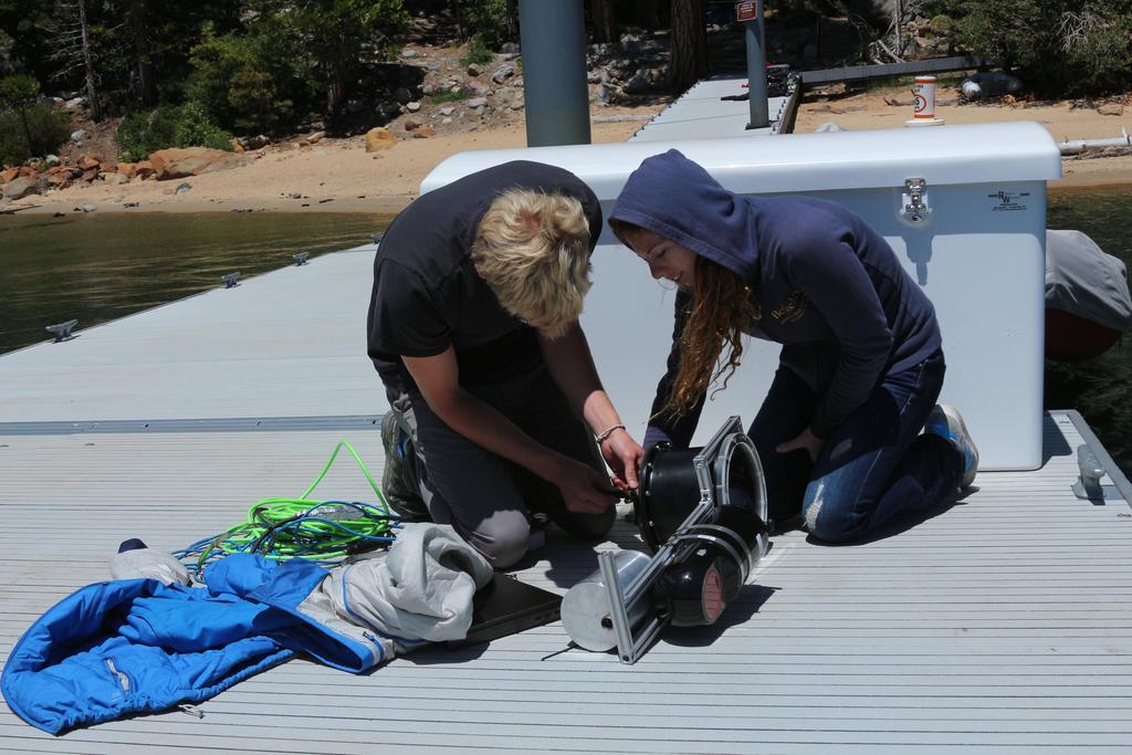 Assembling the rig for deployment at Lake Tahoe, CA